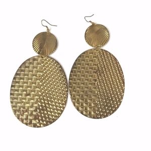 VTG Large Oversized Dangle Gold Tone Earrings